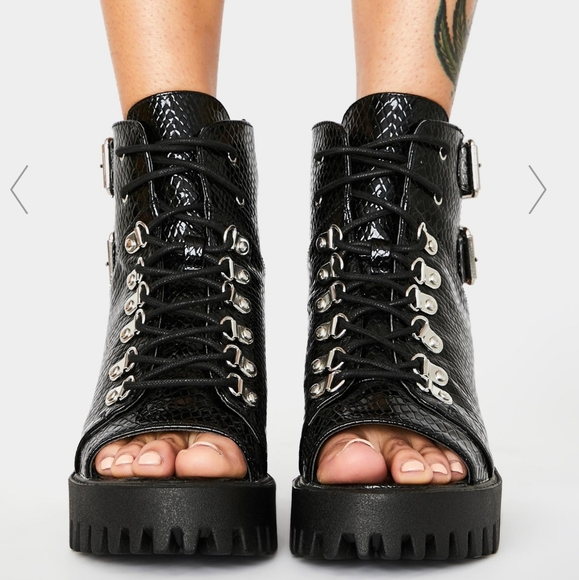 Dolls Kill - Black Peep Toes Ankle Boots - Picture 2 of 8